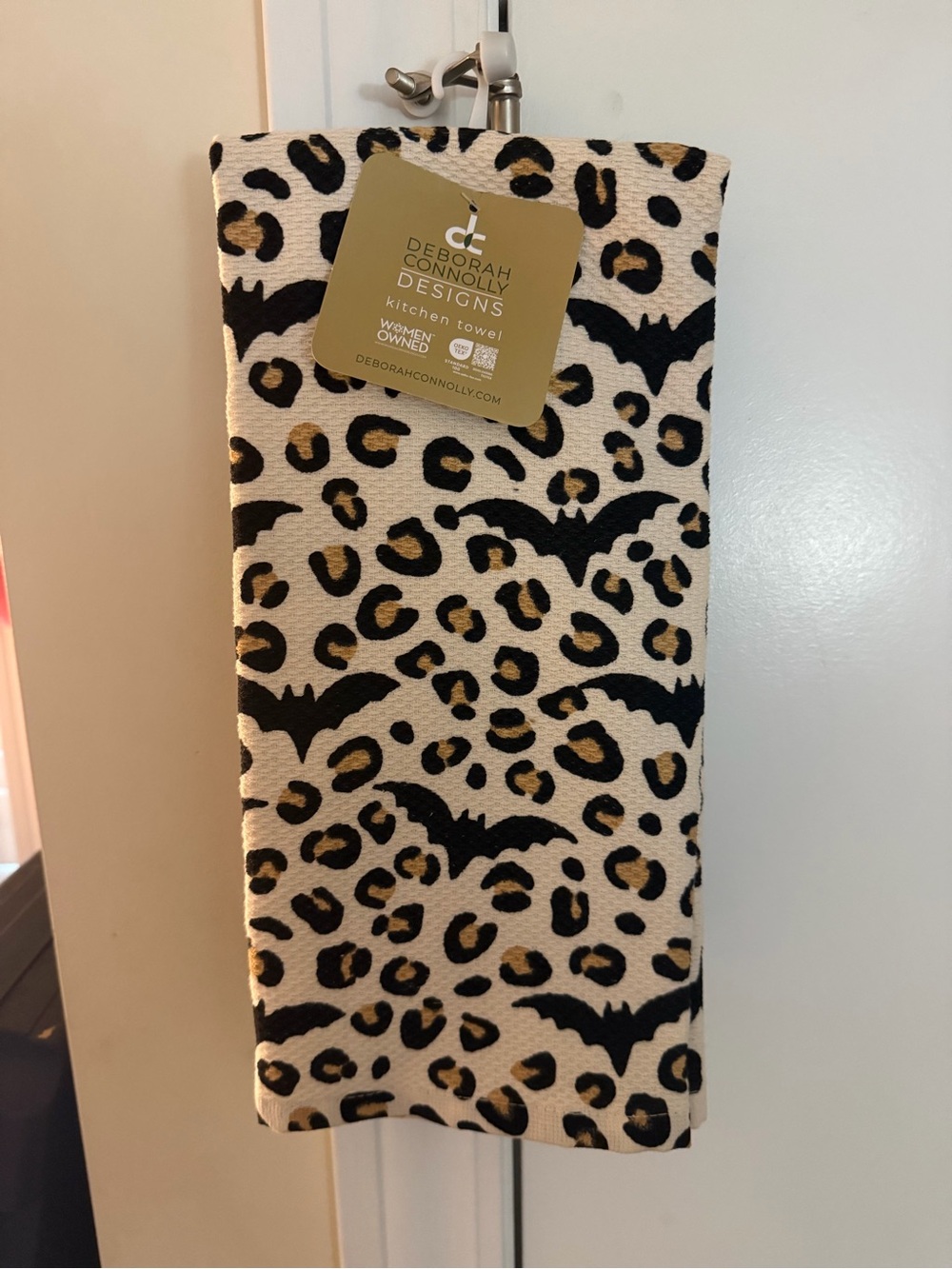 Deborah Connolly Halloween Leopard Print & Bats Kitchen Dish Towels